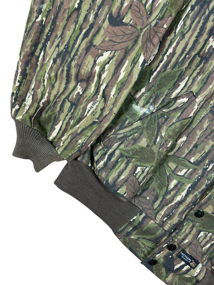 Vintage 80s Rattlers Brand Real Tree camo snap 100% cotton jacket (L)