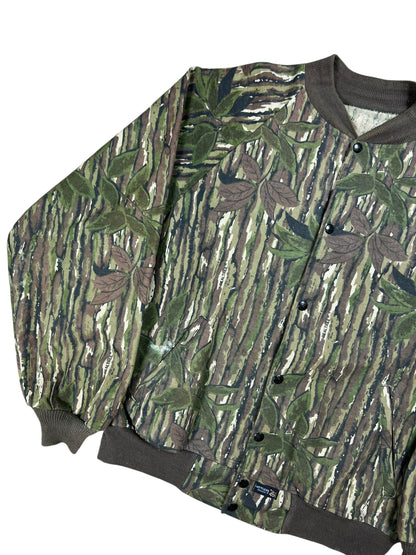 Vintage 80s Rattlers Brand Real Tree camo snap 100% cotton jacket (L)
