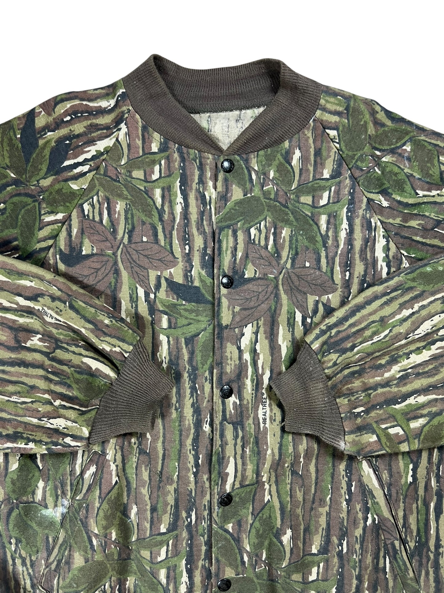 Vintage 80s Rattlers Brand Real Tree camo snap 100% cotton jacket (L)