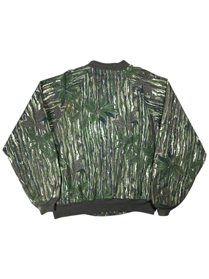 Vintage 80s Rattlers Brand Real Tree camo snap 100% cotton jacket (L)
