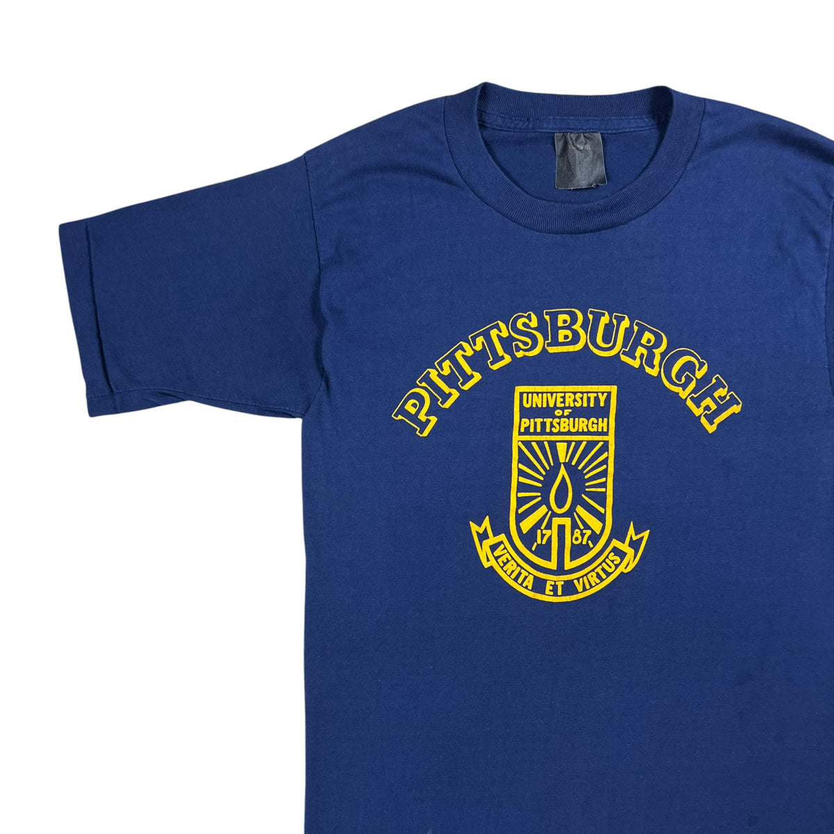Vintage 80s University of Pittsburgh Pitt Panthers faded tee (S)