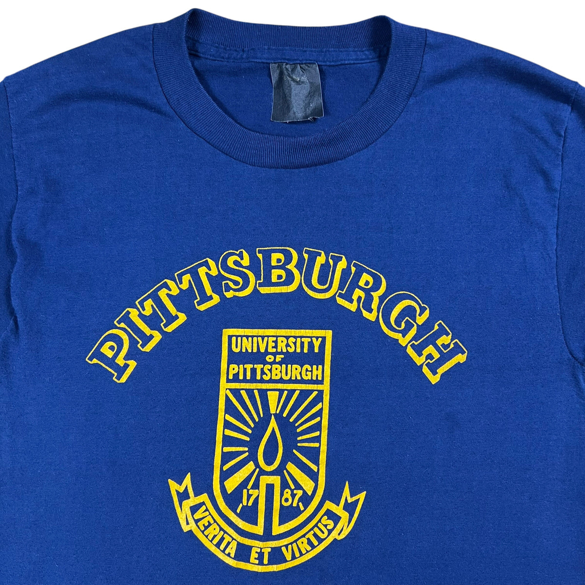 Vintage 80s University of Pittsburgh Pitt Panthers faded tee (S)