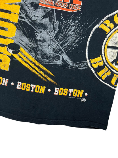 Vintage 1990 Salem Sports Boston Bruins Fire on Ice all over print tee (XL)