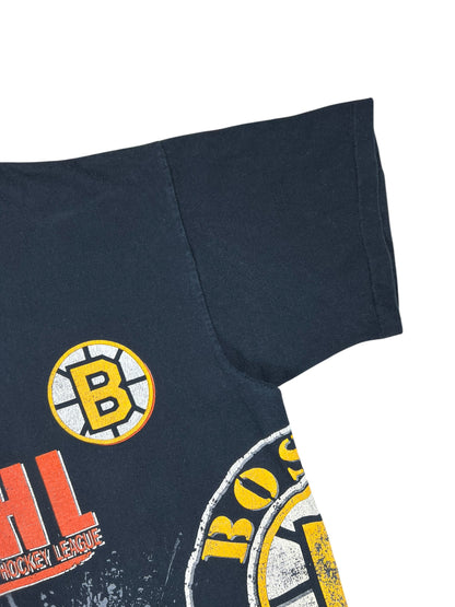 Vintage 1990 Salem Sports Boston Bruins Fire on Ice all over print tee (XL)