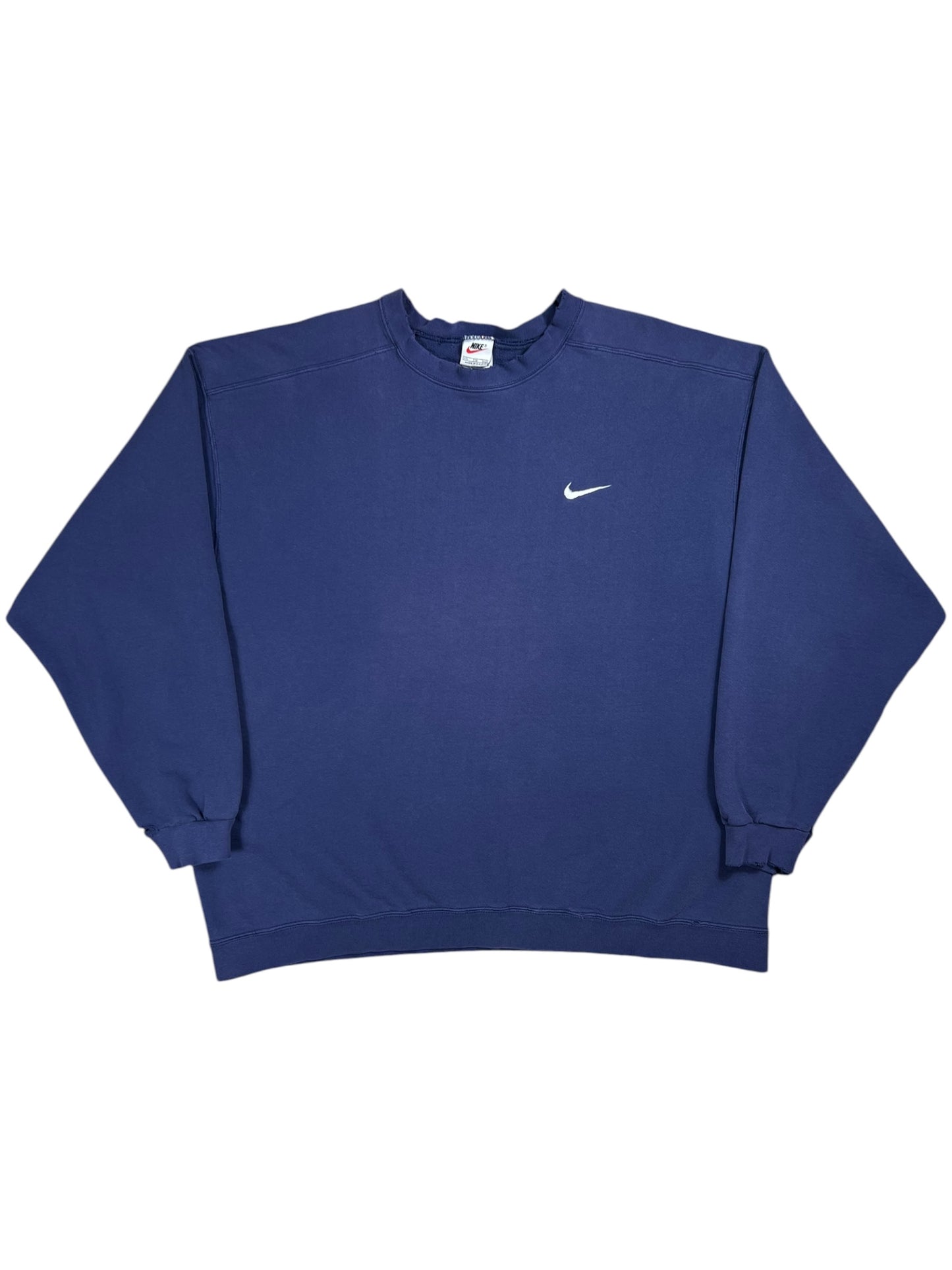 Vintage 90s Nike mini swoosh faded purple navy crewneck (XXL)