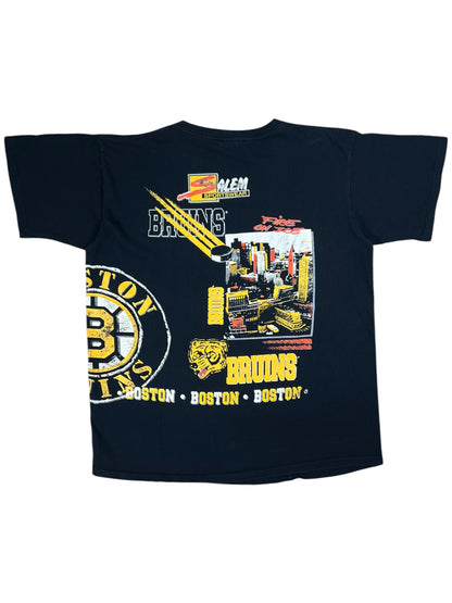 Vintage 1990 Salem Sports Boston Bruins Fire on Ice all over print tee (XL)