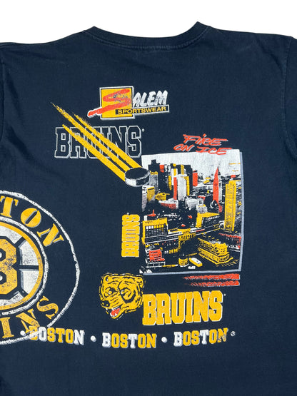 Vintage 1990 Salem Sports Boston Bruins Fire on Ice all over print tee (XL)
