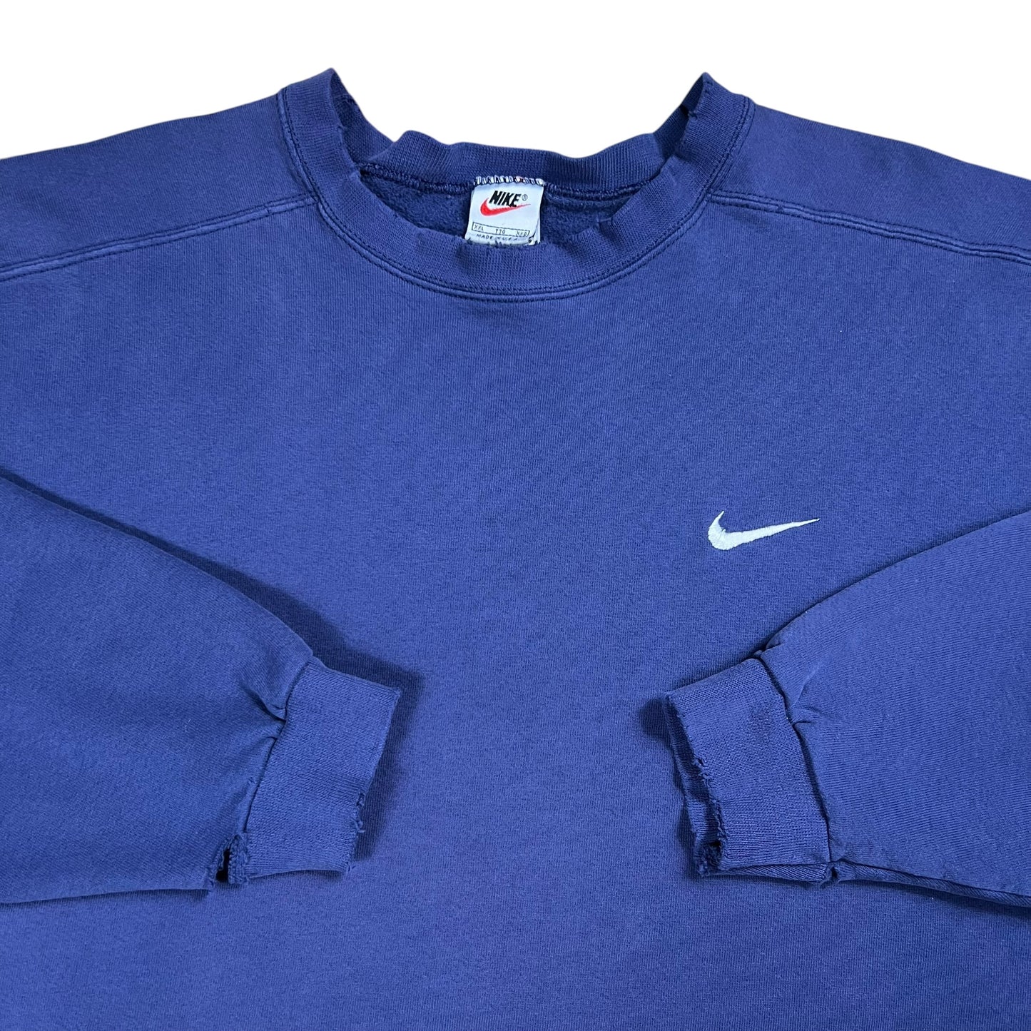 Vintage 90s Nike mini swoosh faded purple navy crewneck (XXL)