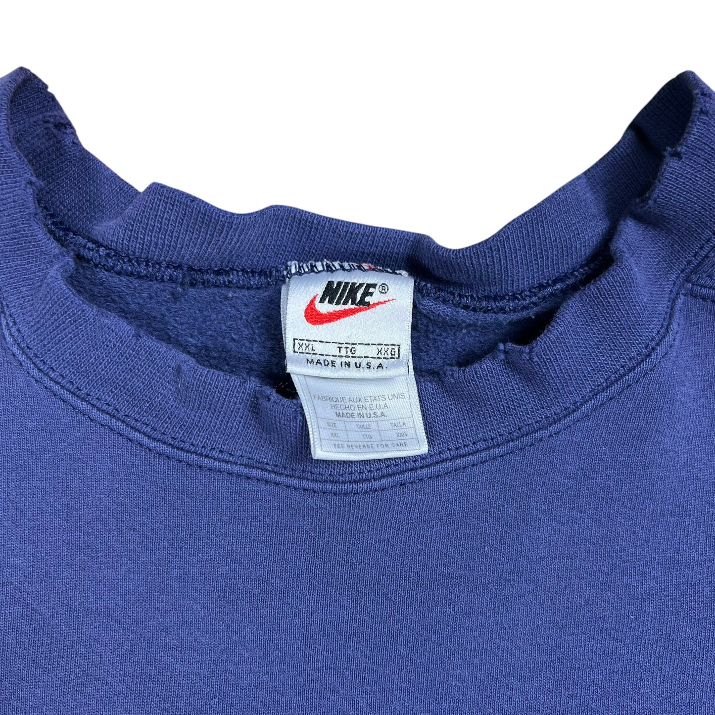 Vintage 90s Nike mini swoosh faded purple navy crewneck (XXL)