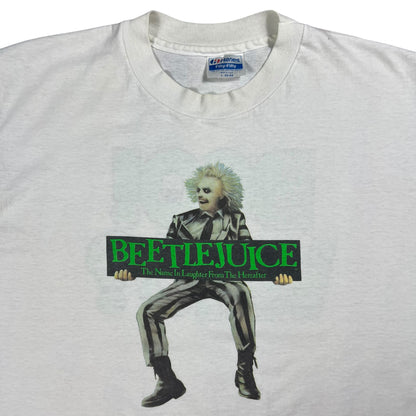 Vintage 90s Beetlejuice The Name in Laughter from the Hereafter BOO! WHO? Horror film tee (L)
