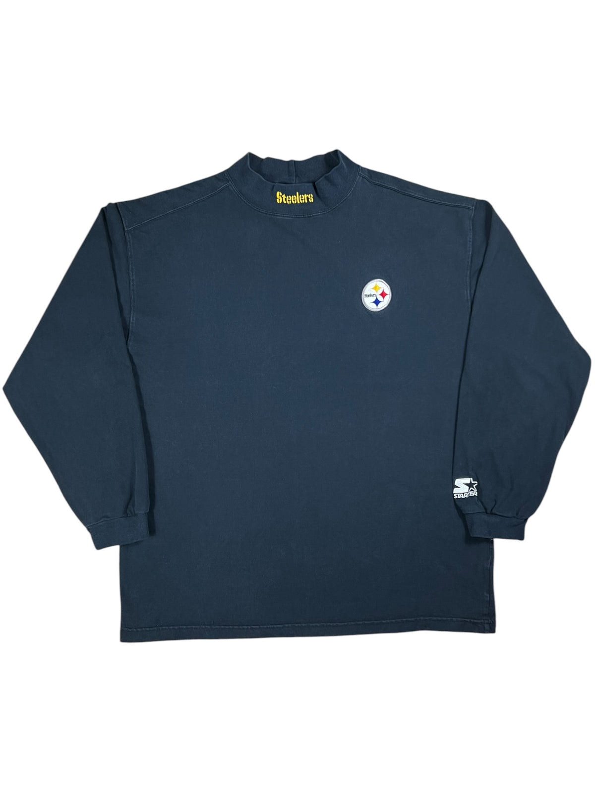 Vintage 90s Starter Pittsburgh Steelers NFL faded mock neck long sleeve shirt (XL)