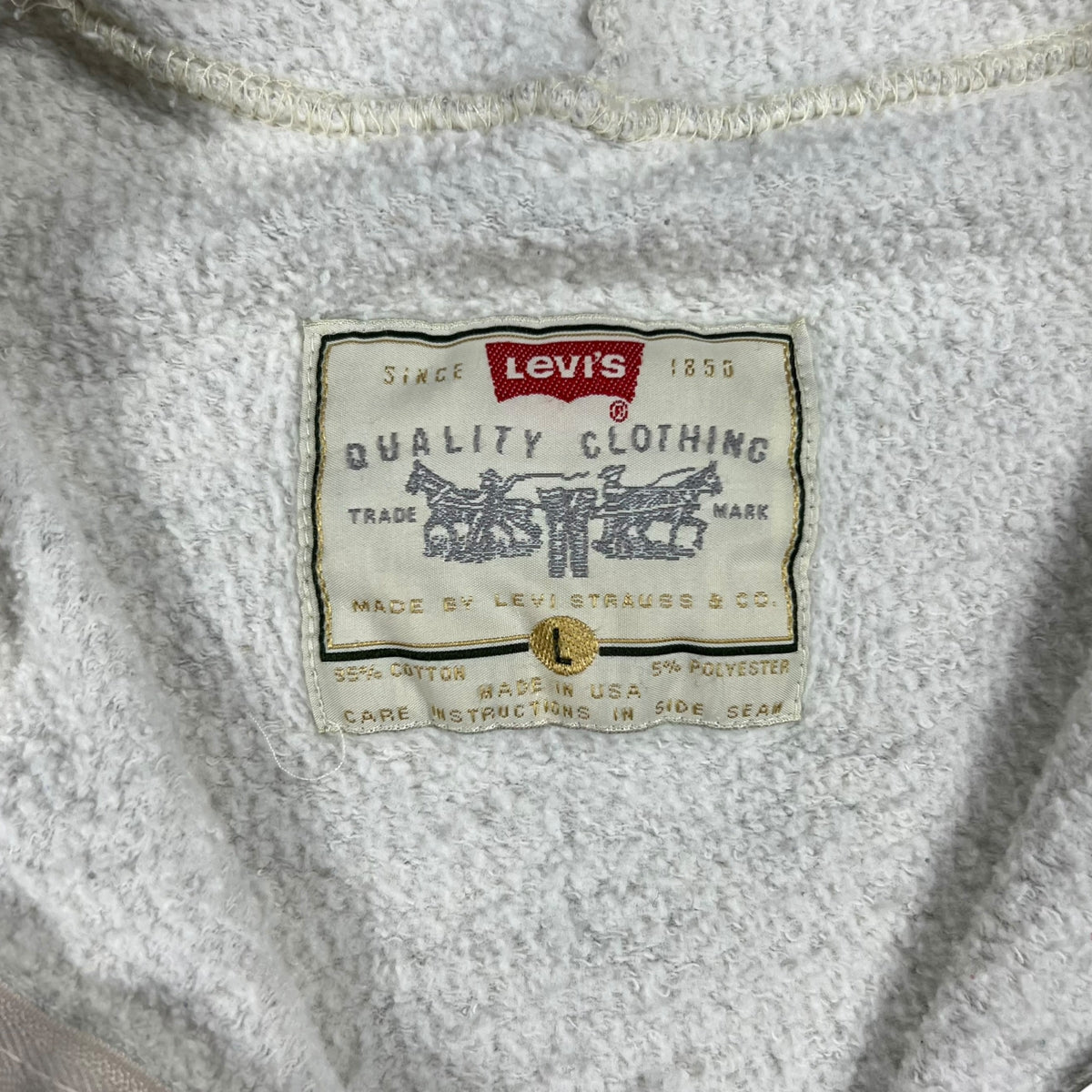 Vintage 90s Levi’s Strauss USA made heather grey zip up hoodie (L)