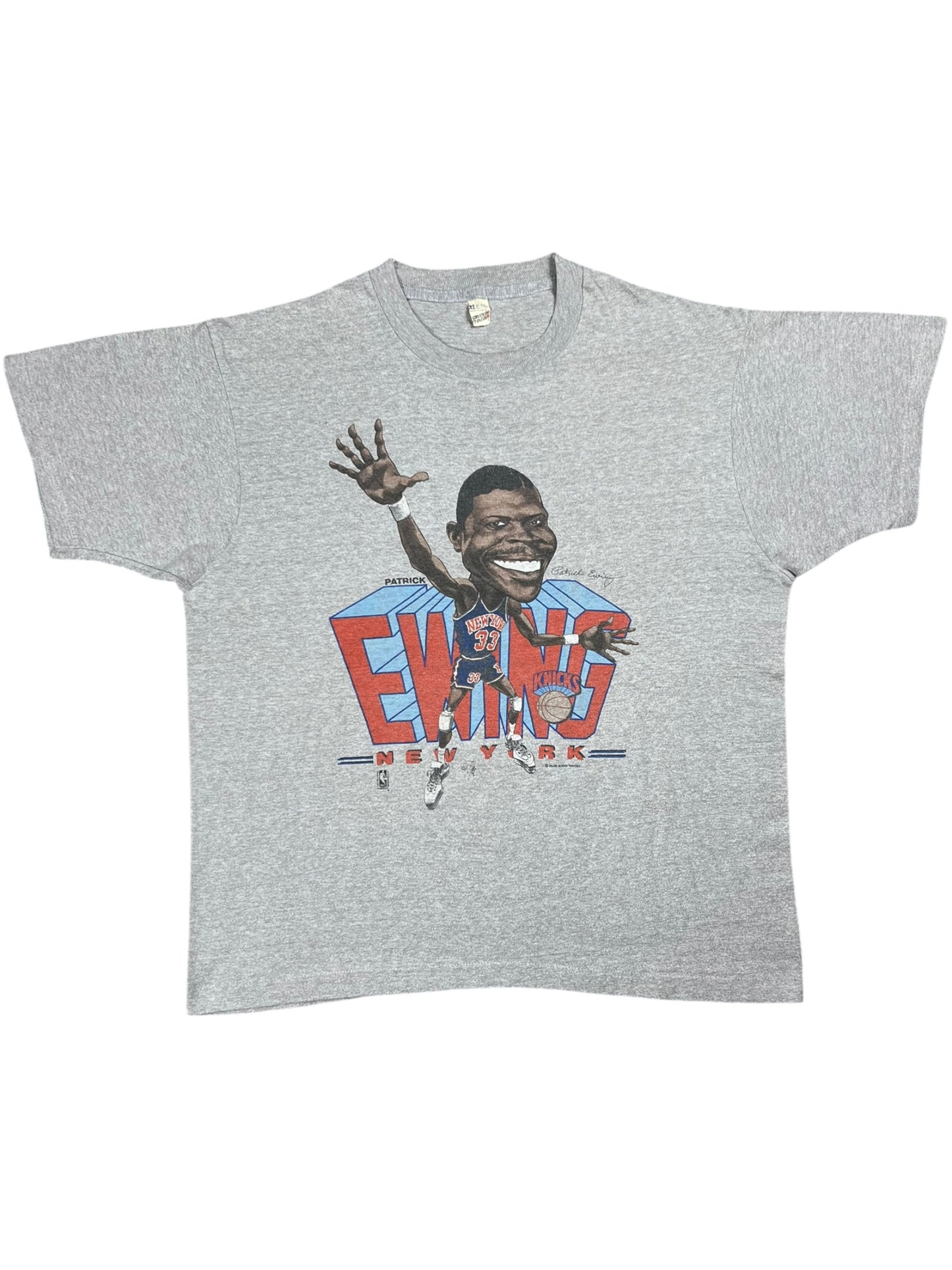 Vintage 90s Salem Sportswear New York Knicks Patrick Ewing caricature tee (L)