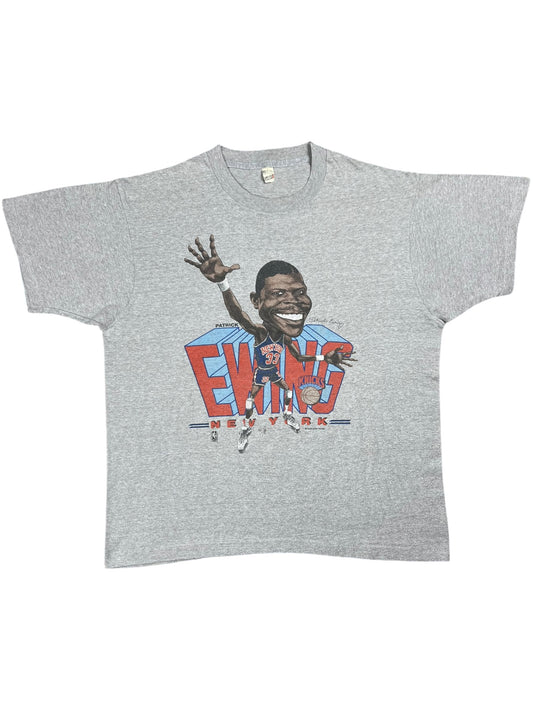 Vintage 90s Salem Sportswear New York Knicks Patrick Ewing caricature tee (L)