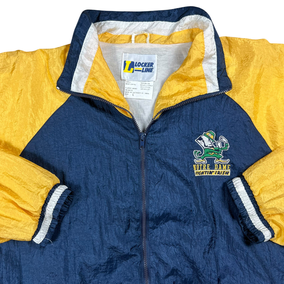 Vintage 90s Locker Line Notre Dame Fighting Irish Leprechaun boxy windbreaker (L)