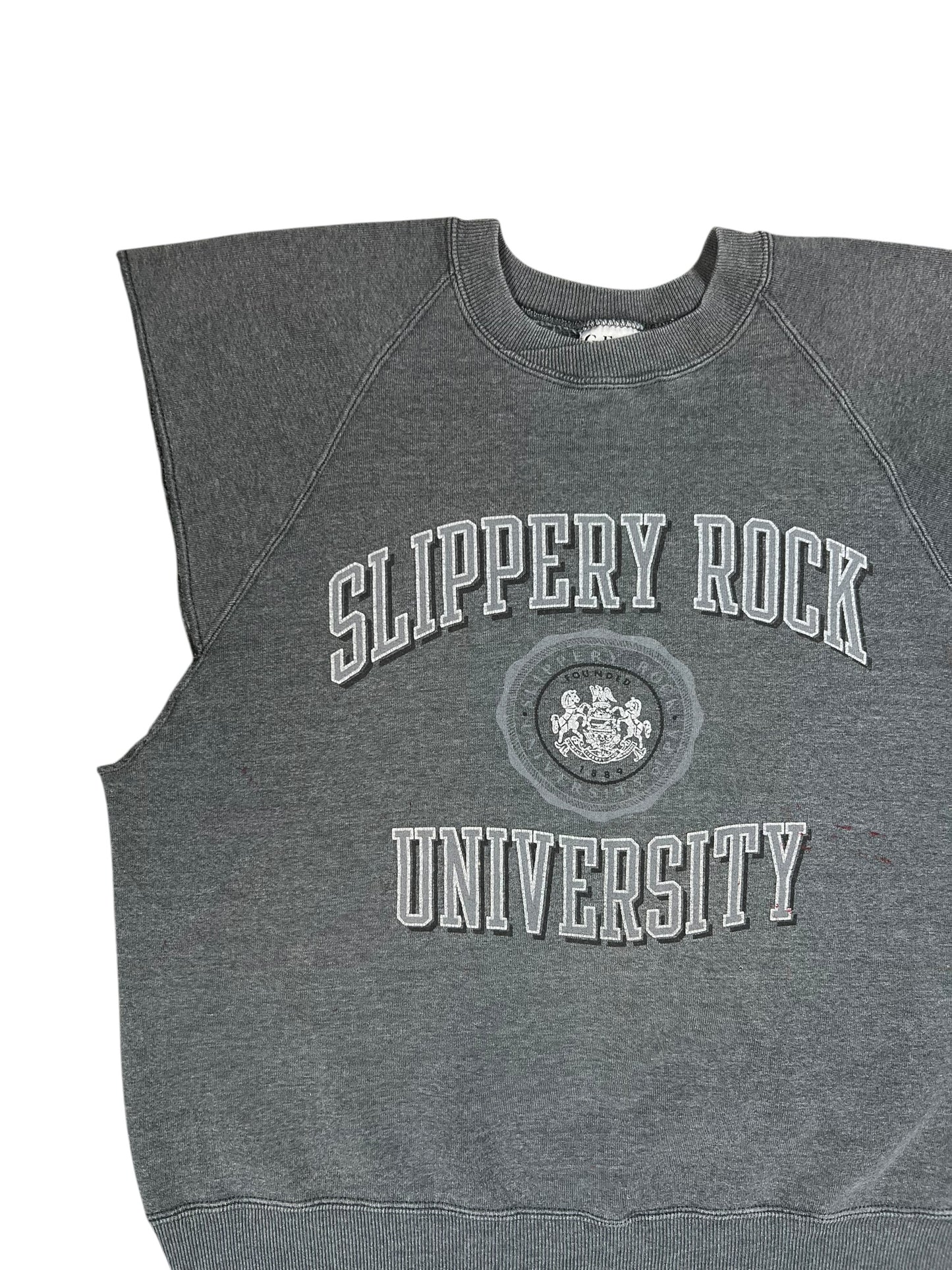 Vintage 90s Slippery Rock University cut off sleeveless sweatshirt (M/L)