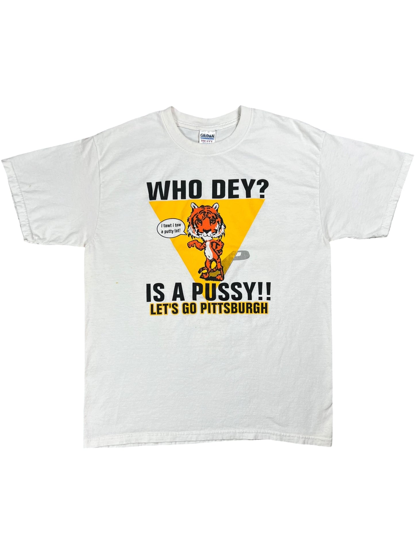 Vintage Y2K Who Dey? Is A Pussy!! Pittsburgh Steelers tee (L)