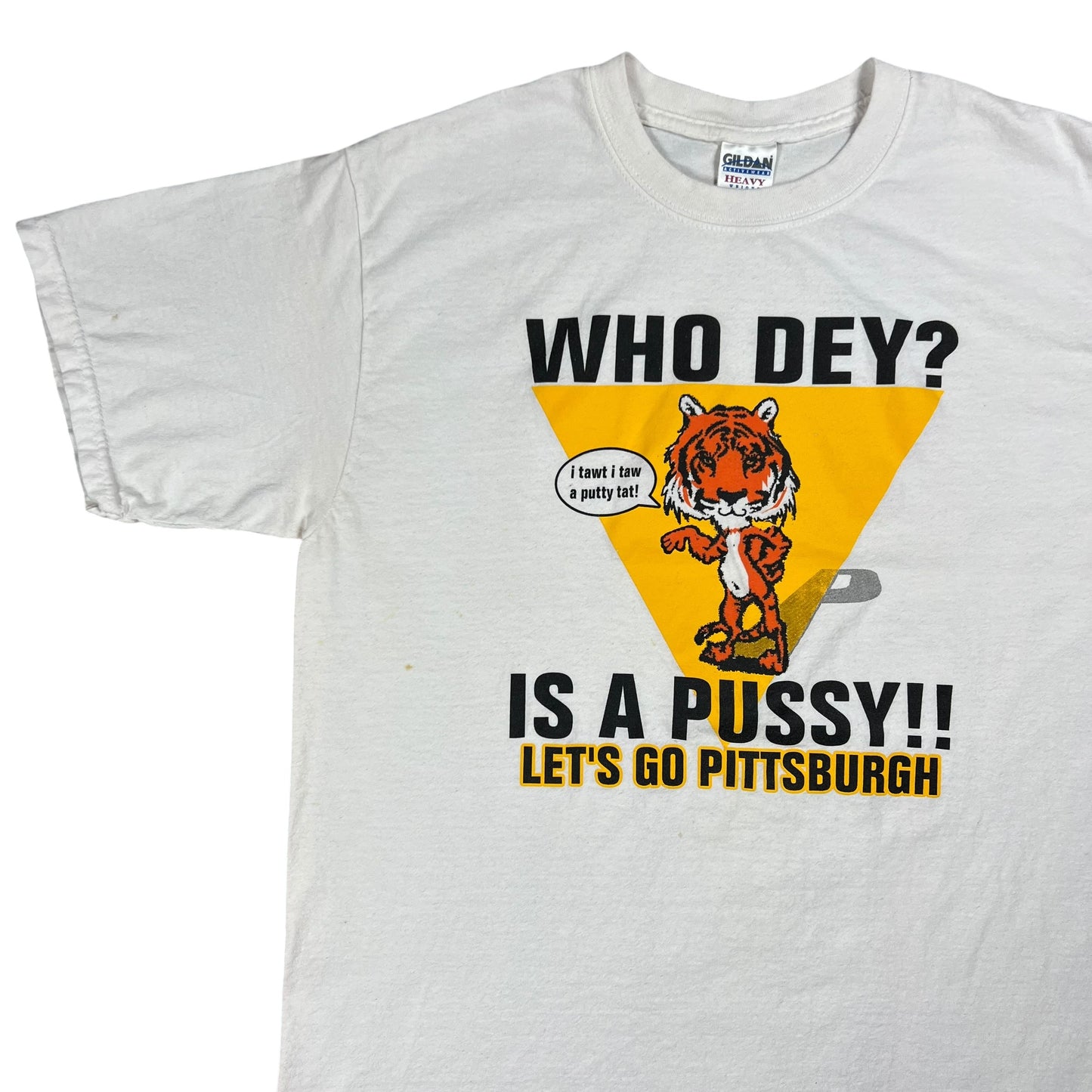 Vintage Y2K Who Dey? Is A Pussy!! Pittsburgh Steelers tee (L)