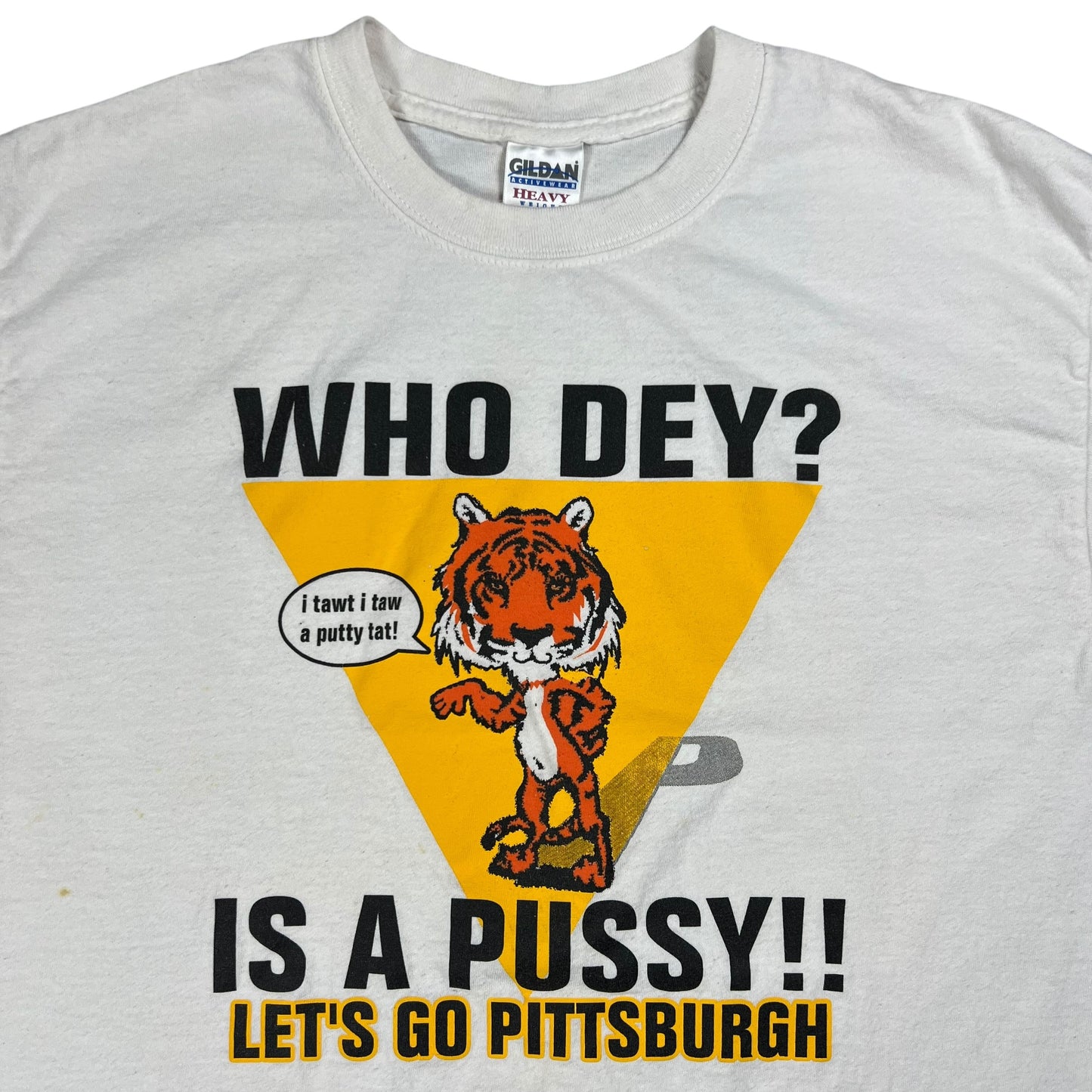 Vintage Y2K Who Dey? Is A Pussy!! Pittsburgh Steelers tee (L)