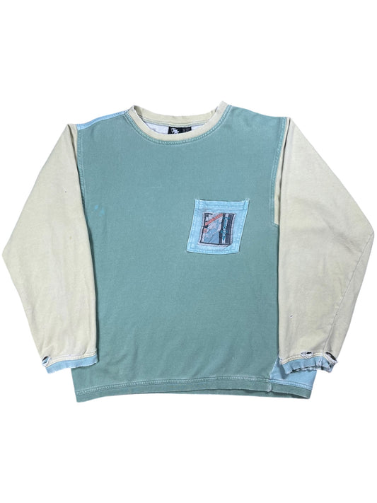 Vintage 90s GOTCHA surf wear faded & distressed pastel color block crewneck (XL)