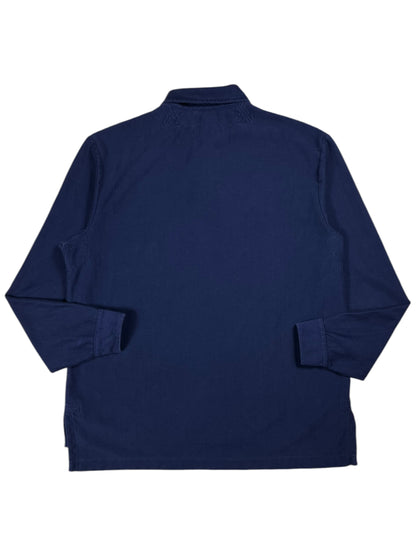 Vintage Y2K Polo Ralph Lauren P Wing Los Angeles 1932 appliqué cotton herringbone long sleeve rugby shirt (L)