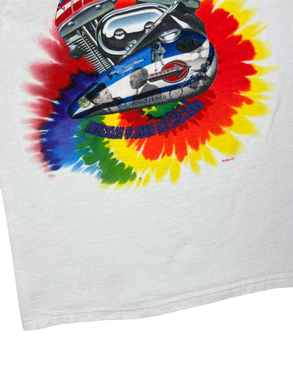 Vintage 1999 Harley Davidson The Sixties MLK JFK Moon landing hippie tie dye biker tee (L)