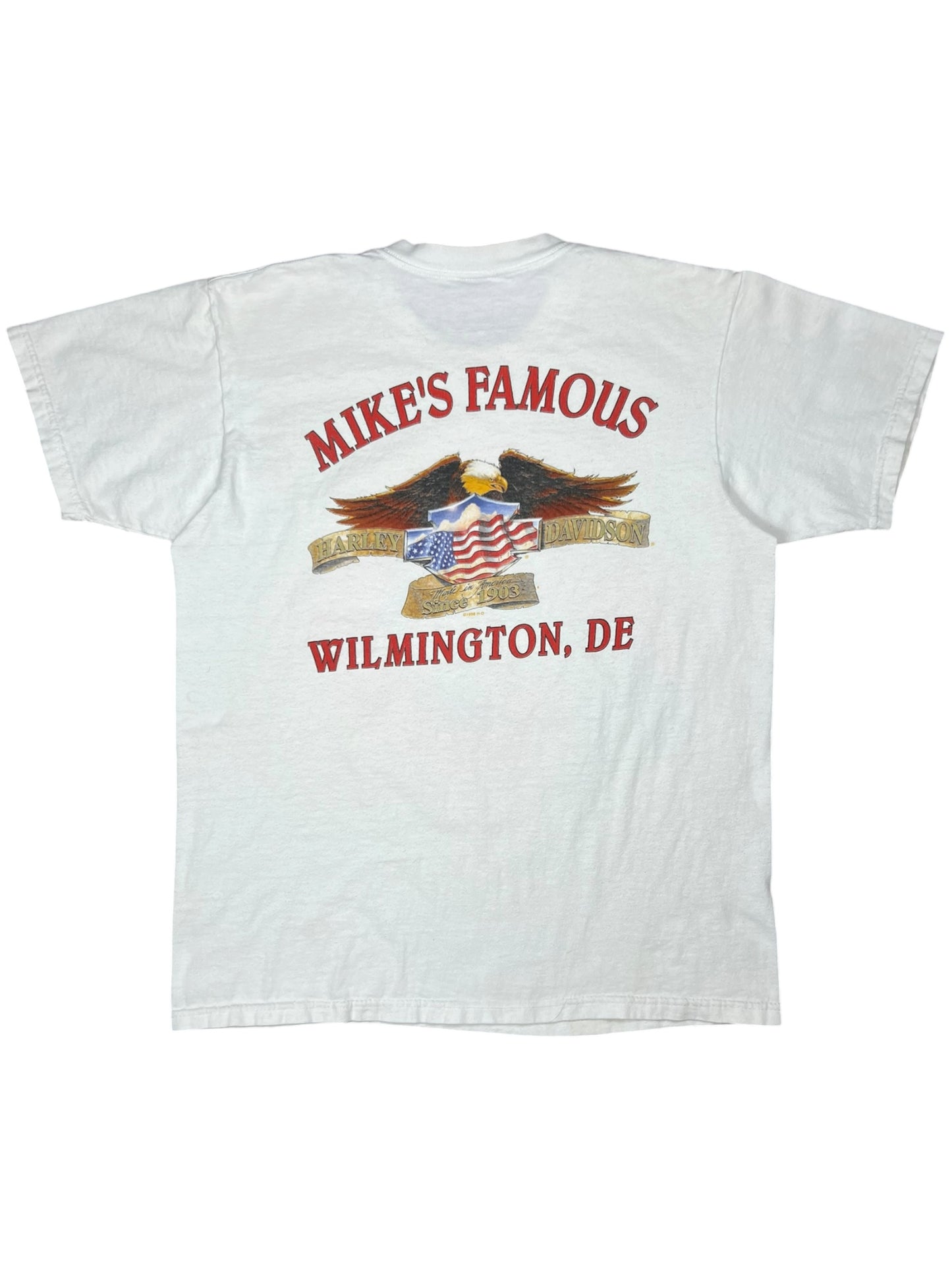 Vintage 1999 Harley Davidson The Sixties MLK JFK Moon landing hippie tie dye biker tee (L)