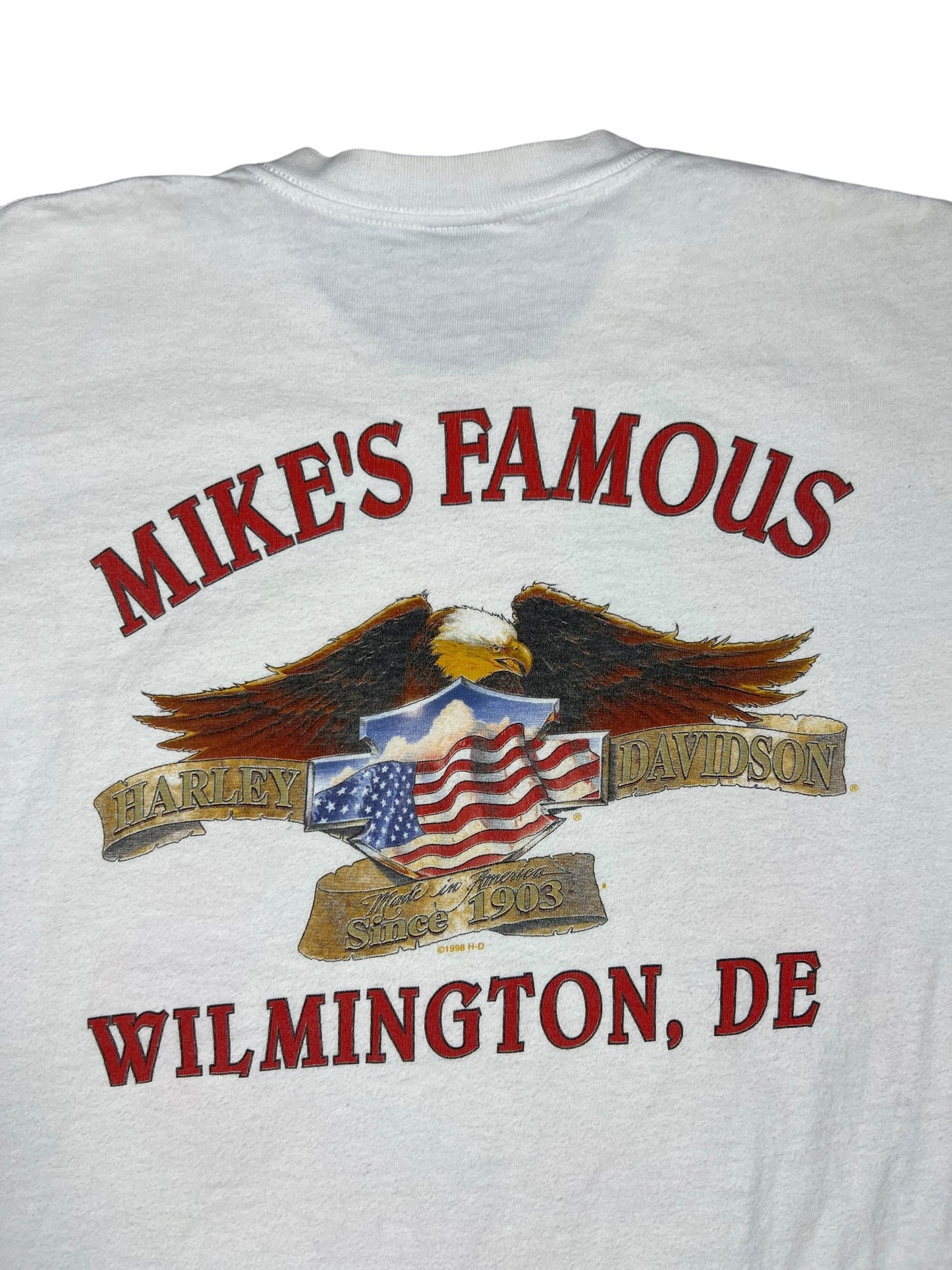 Vintage 1999 Harley Davidson The Sixties MLK JFK Moon landing hippie tie dye biker tee (L)