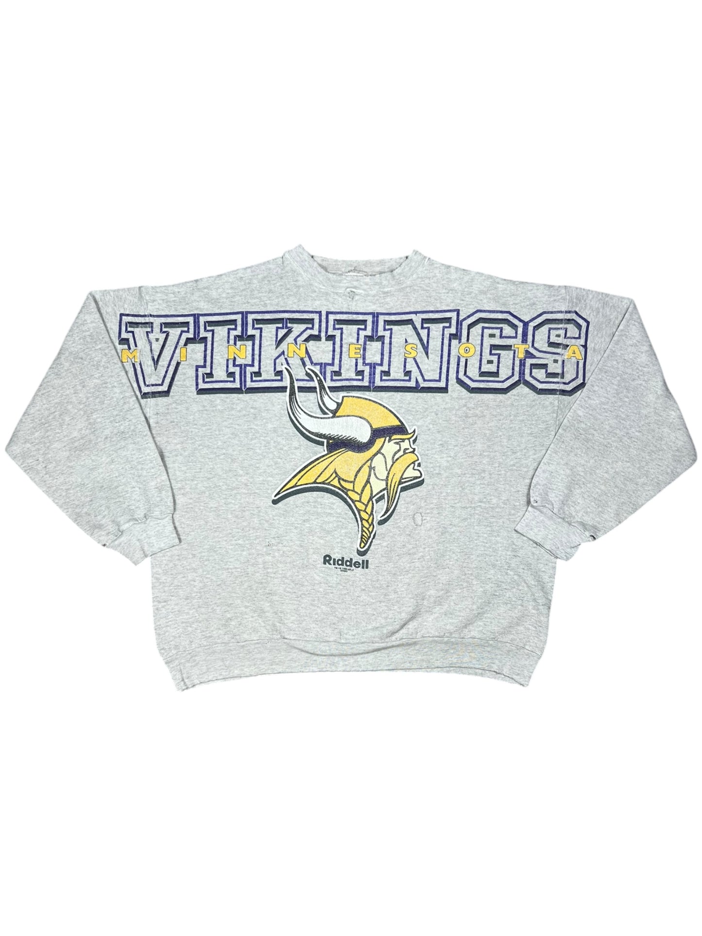 Vintage 90s Minnesota Vikings faded spell out crewneck (XL)