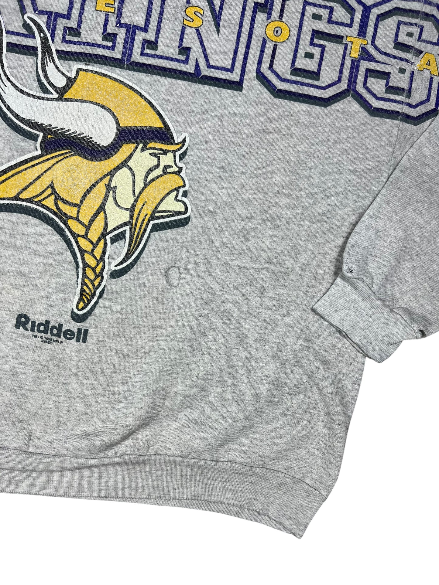 Vintage 90s Minnesota Vikings faded spell out crewneck (XL)