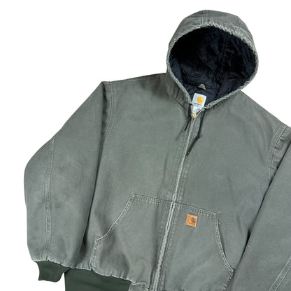 Vintage Y2K Carhartt J280 MOS faded green hooded work jacket (XL)