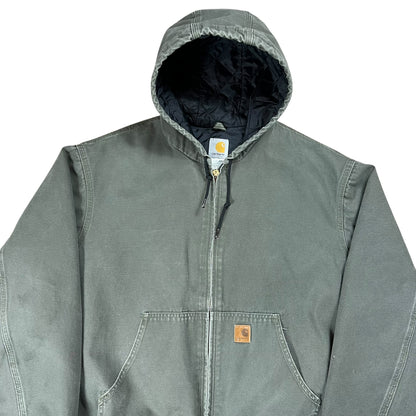 Vintage Y2K Carhartt J280 MOS faded green hooded work jacket (XL)