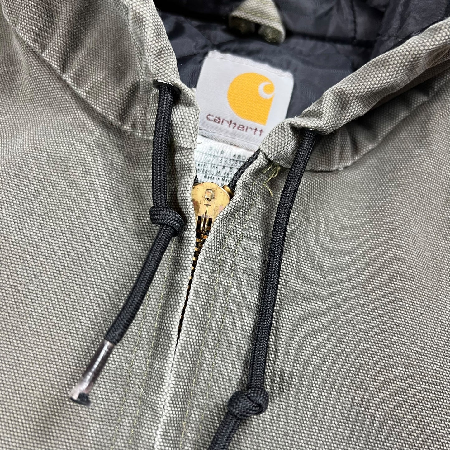 Vintage Y2K Carhartt J280 MOS faded green hooded work jacket (XL)