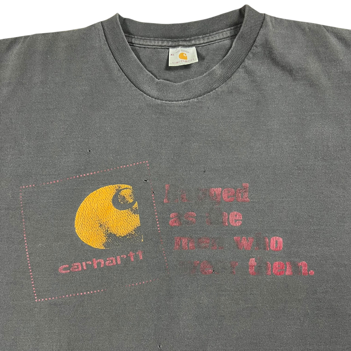Vintage 90s Carhartt Rugged Wear faded black tee (XL)