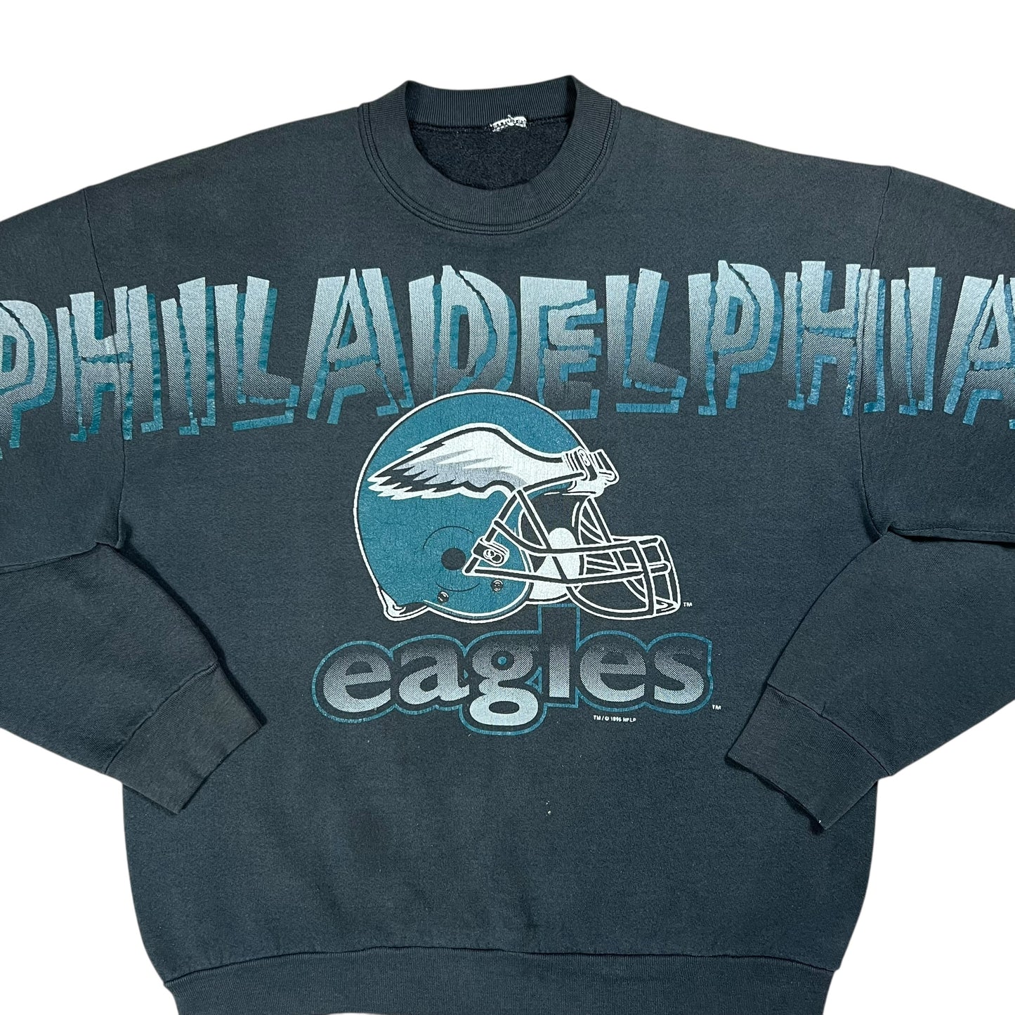 Vintage 1996 Philadelphia Eagles helmet spell out faded crewneck (XL)