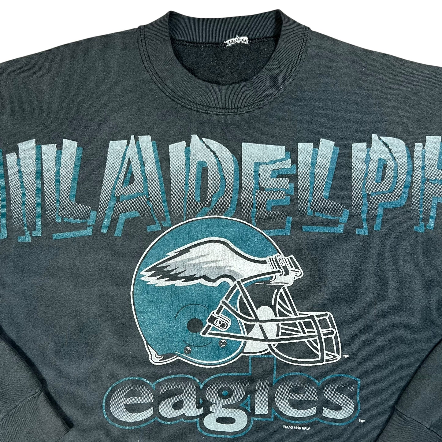 Vintage 1996 Philadelphia Eagles helmet spell out faded crewneck (XL)