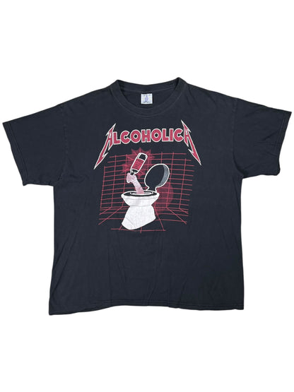 Vintage 90s Alcoholica Drank ‘Em All Metallica parody faded tee (L)