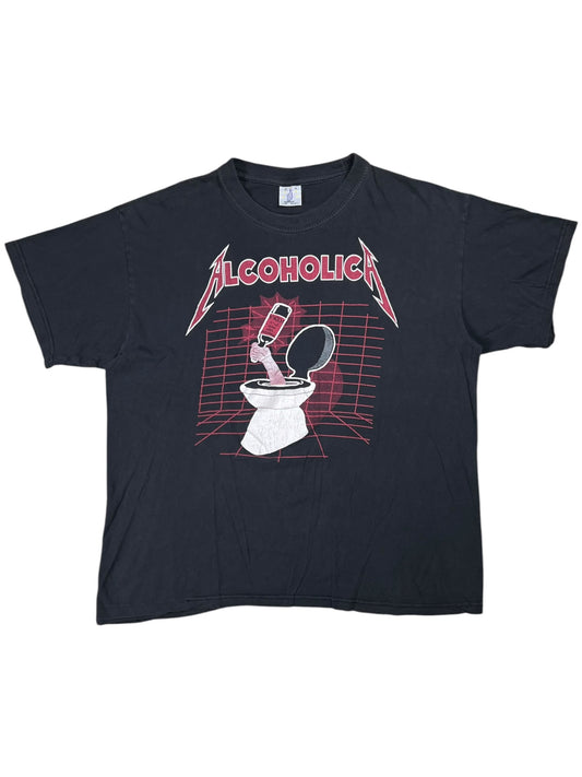 Vintage 90s Alcoholica Drank ‘Em All Metallica parody faded tee (L)