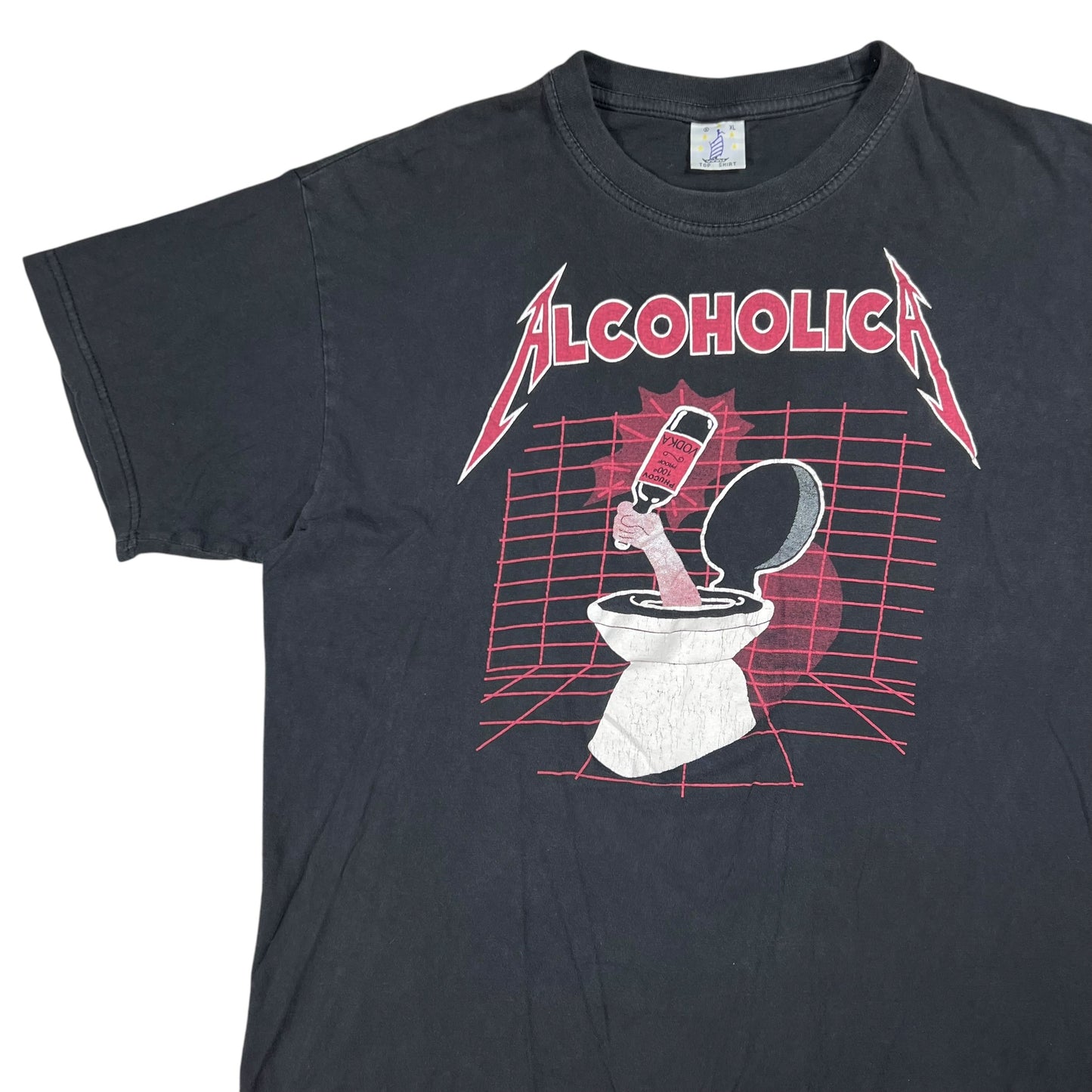 Vintage 90s Alcoholica Drank ‘Em All Metallica parody faded tee (L)