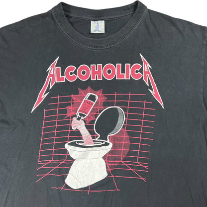 Vintage 90s Alcoholica Drank ‘Em All Metallica parody faded tee (L)