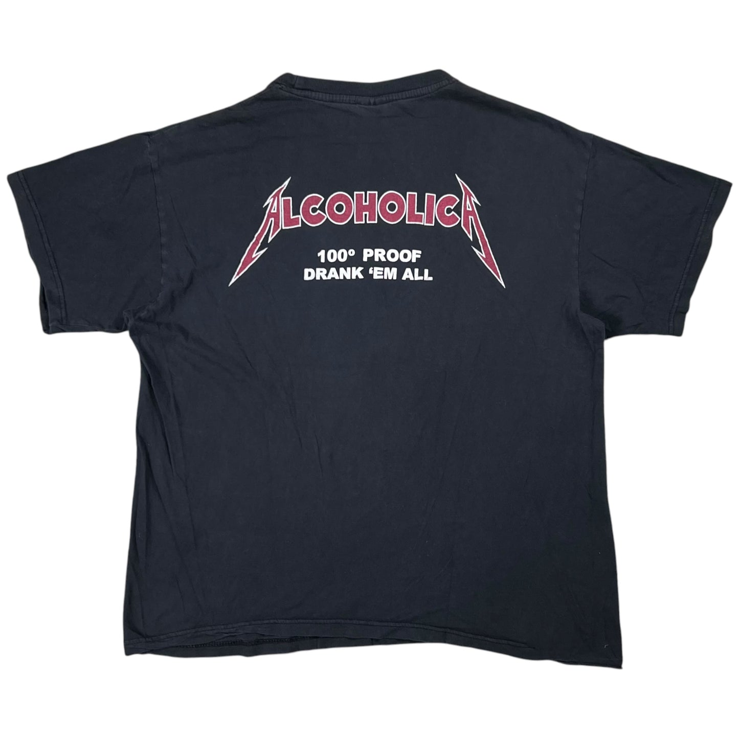 Vintage 90s Alcoholica Drank ‘Em All Metallica parody faded tee (L)