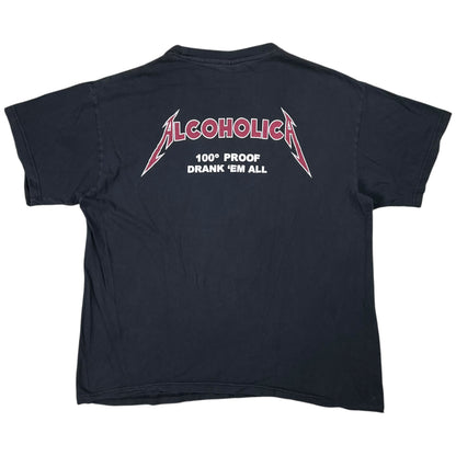 Vintage 90s Alcoholica Drank ‘Em All Metallica parody faded tee (L)