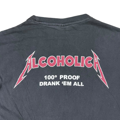 Vintage 90s Alcoholica Drank ‘Em All Metallica parody faded tee (L)