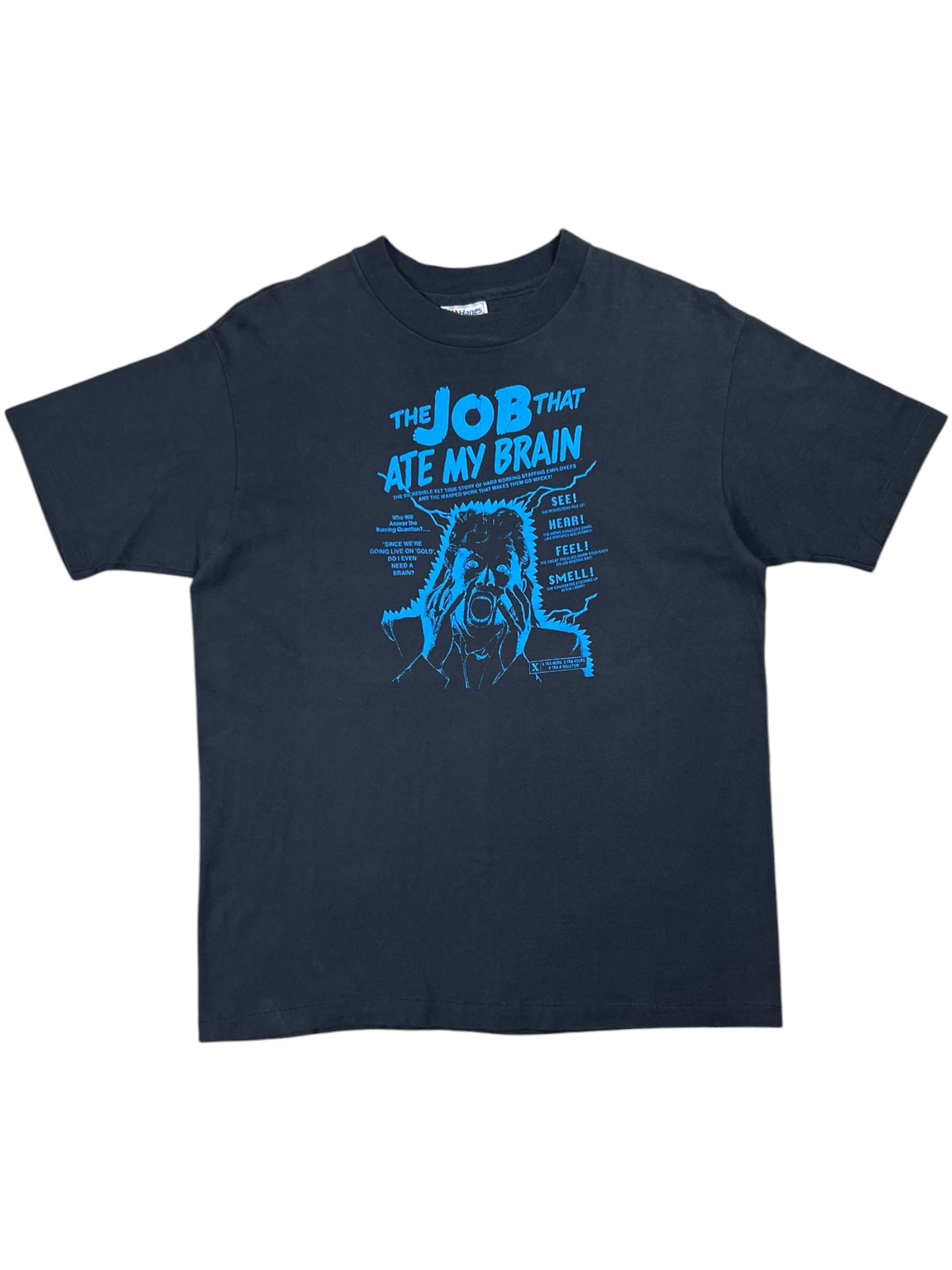 Vintage 90s The Job That Ate My Brain anti work faded tee (L)