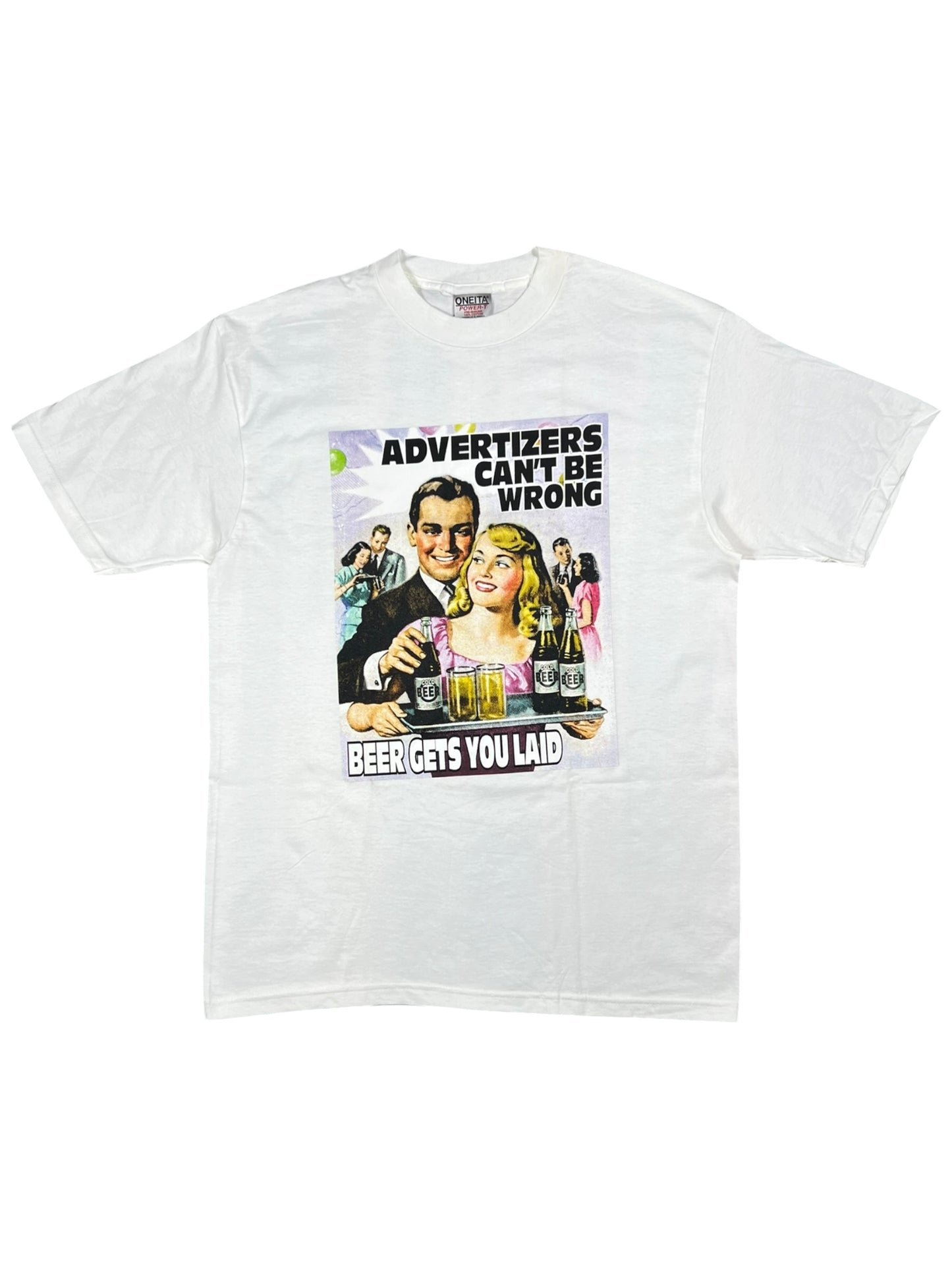 Vintage 90s Advertisers Can’t Be Wrong Beer Gets You Laid tee (L)