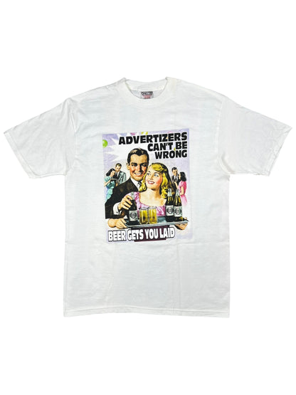 Vintage 90s Advertisers Can’t Be Wrong Beer Gets You Laid tee (L)