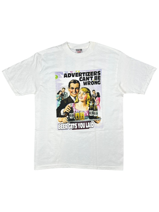 Vintage 90s Advertisers Can’t Be Wrong Beer Gets You Laid tee (L)