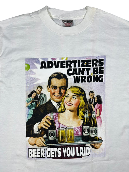 Vintage 90s Advertisers Can’t Be Wrong Beer Gets You Laid tee (L)