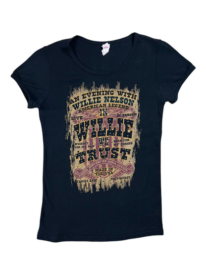 Y2K Willie Nelson In Willie We Trust femme band tee (M)