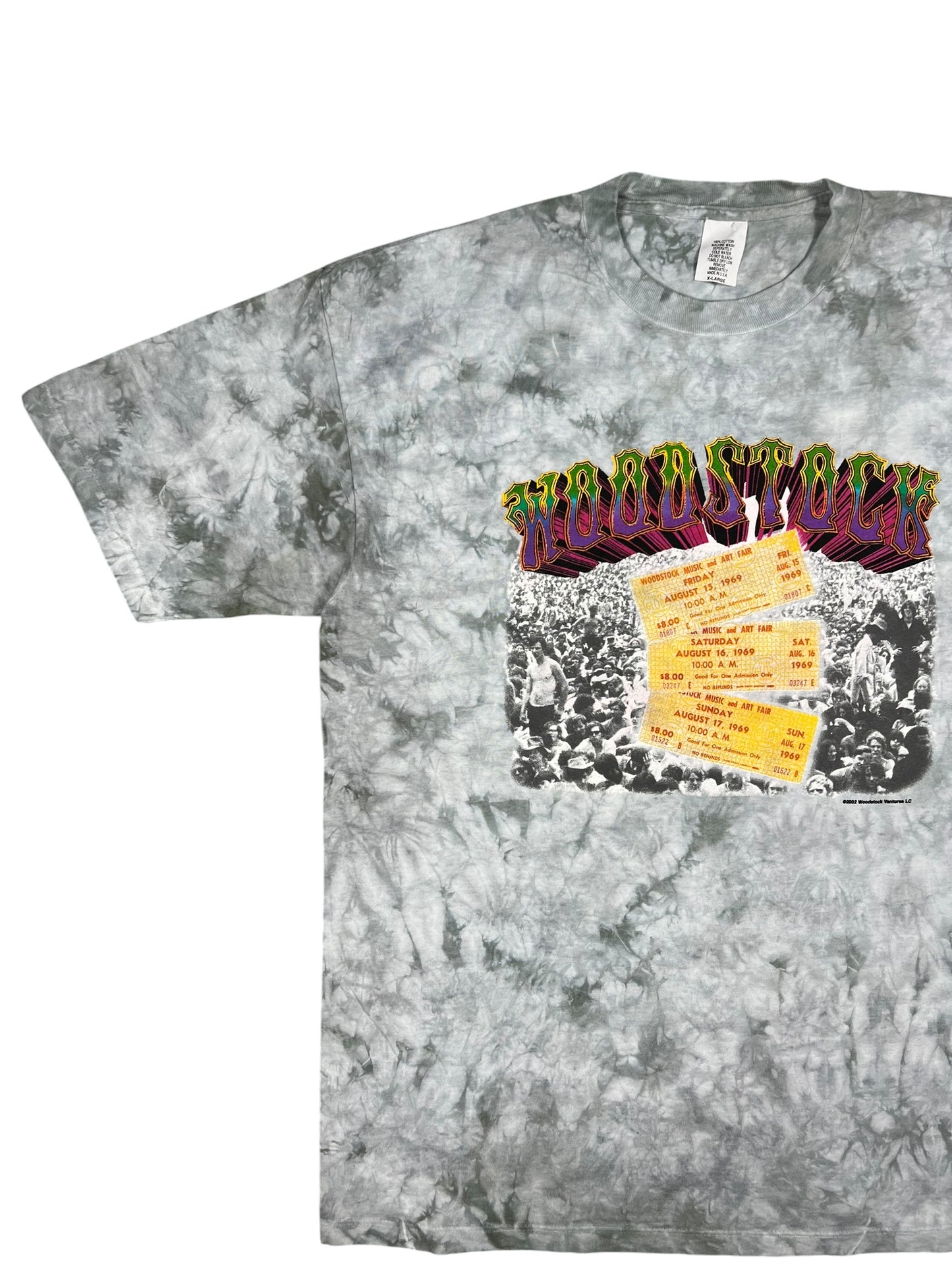 Vintage 2002 Woodstock 1969 ticket stub concert tie dye tee (XL)